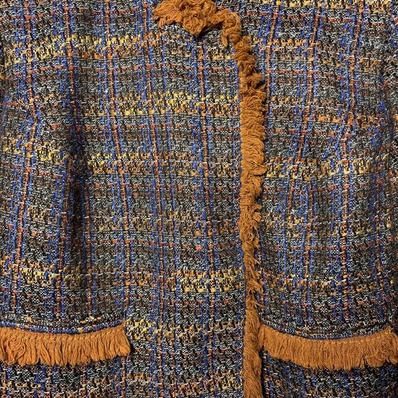 Womens 14 Boxed Wool Blend Top Fringe Trims Career Preppy Academic Office Fall - Picture 4 of 6